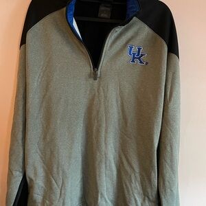 Men's Gray and Black UK Quarter-Zip Sweater
